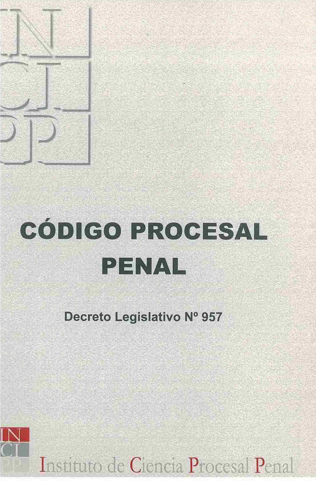 Código procesal penal.  Decreto legislativo N°957