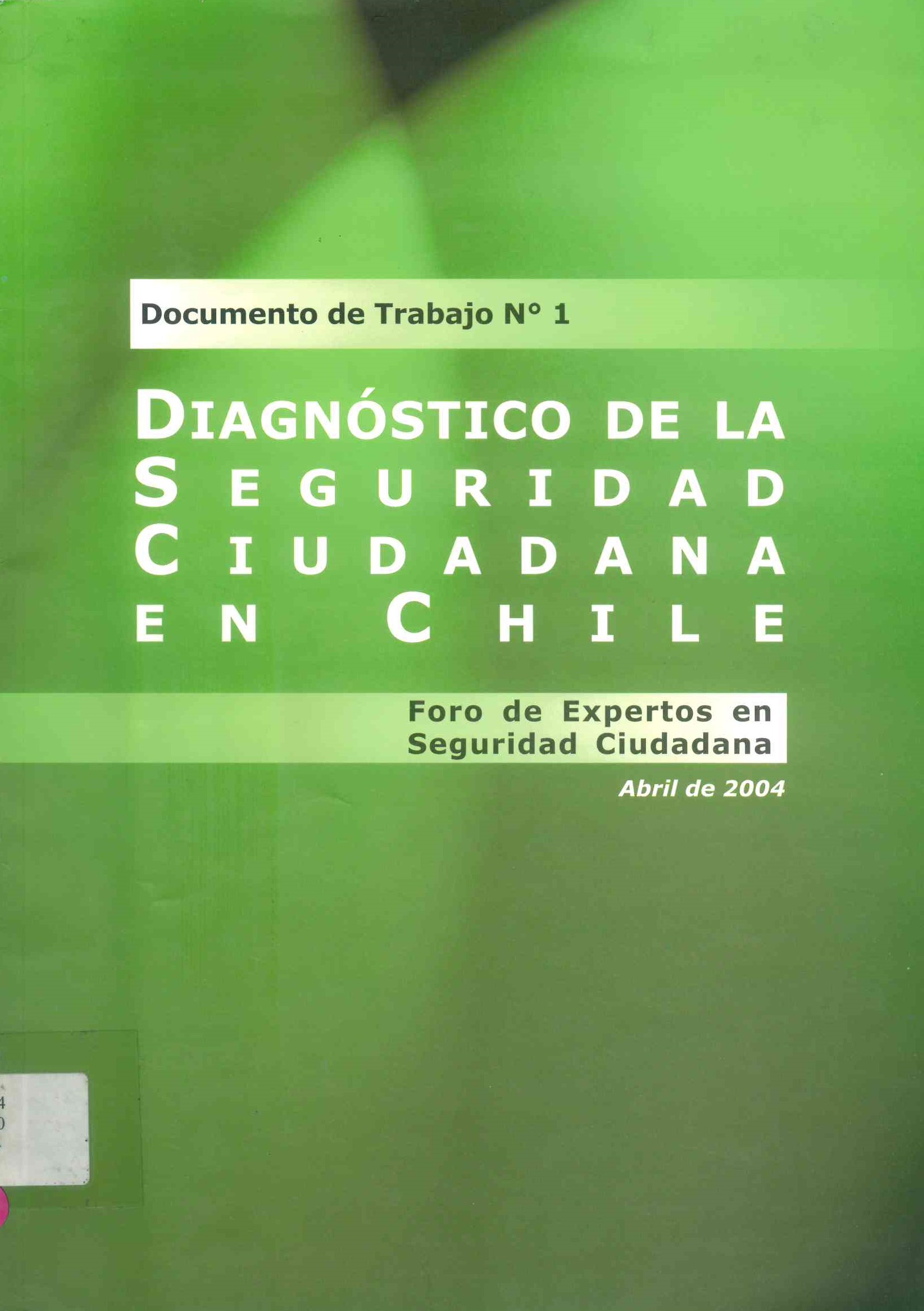 Diagnóstico de la seguridad ciudadana en chile : foro de expertos en seguridad ciudadana. Abril, 2004