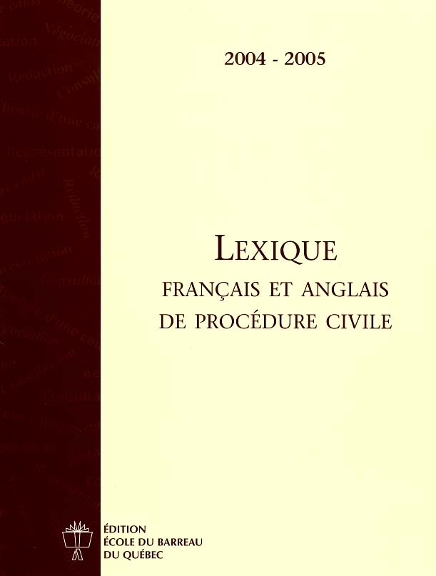 Lexique francaise et anglais de procedure civile