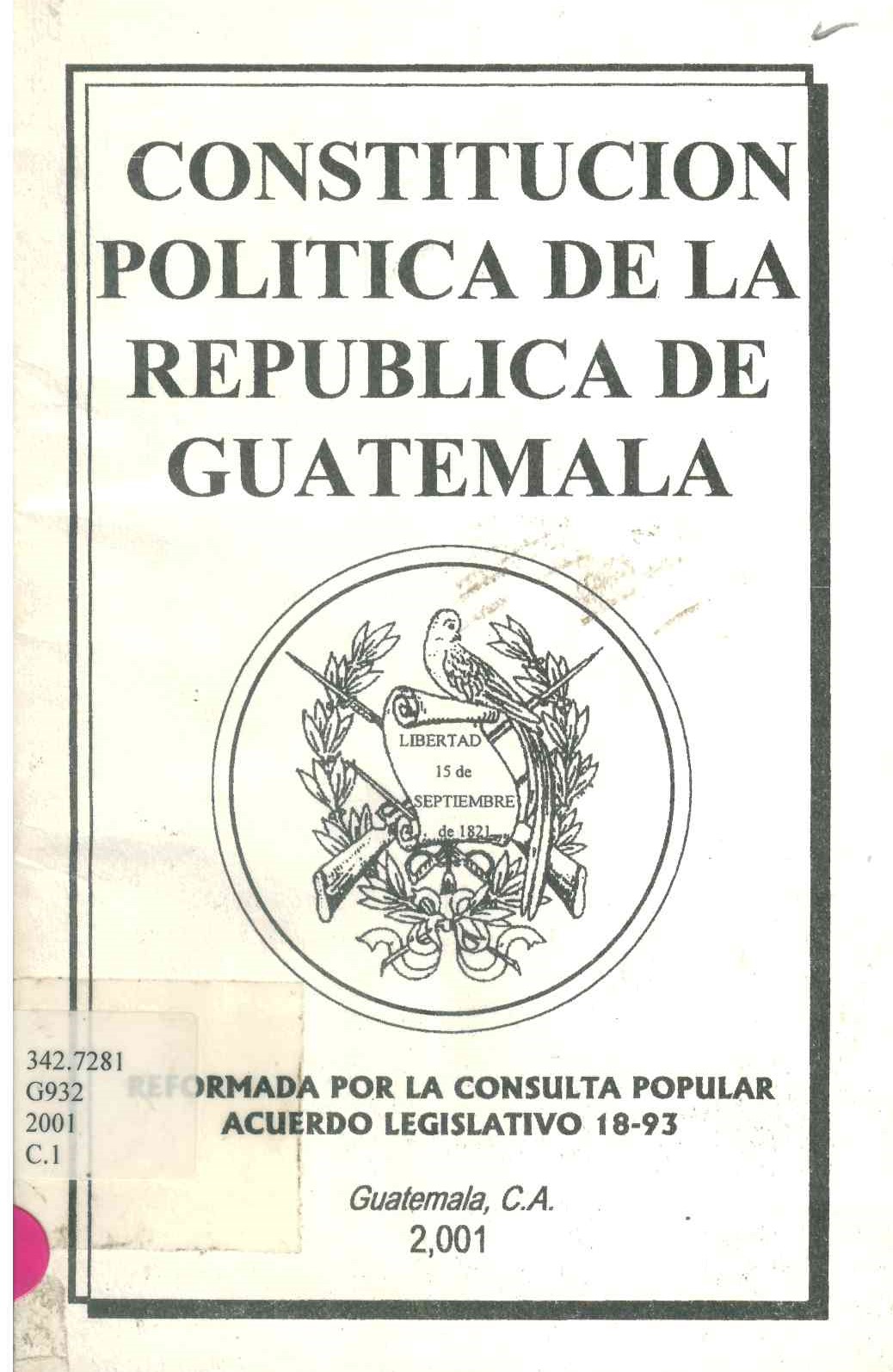 Constitución política de la República de Guatemala