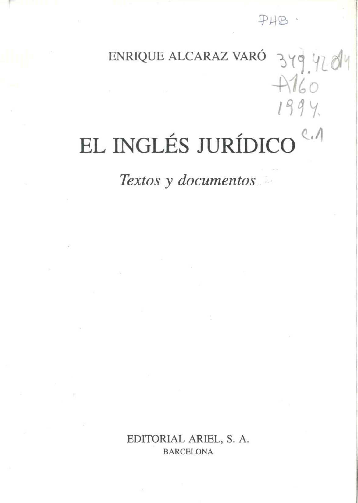 El inglés jurídico textos y documentos