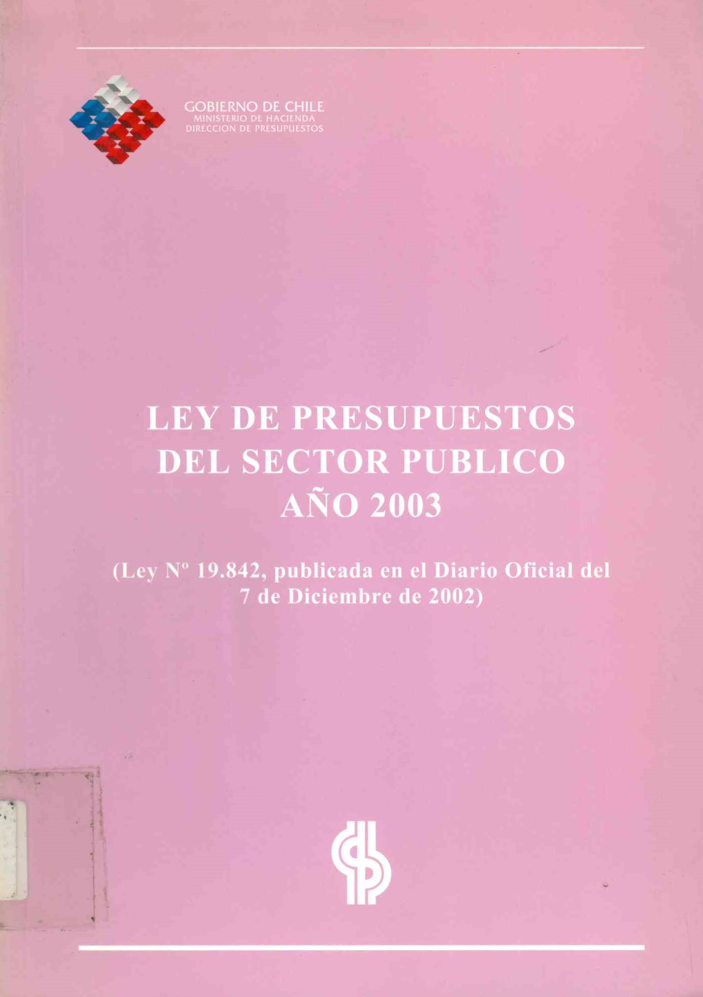 Ley de presupuesto del sector público : año 2003